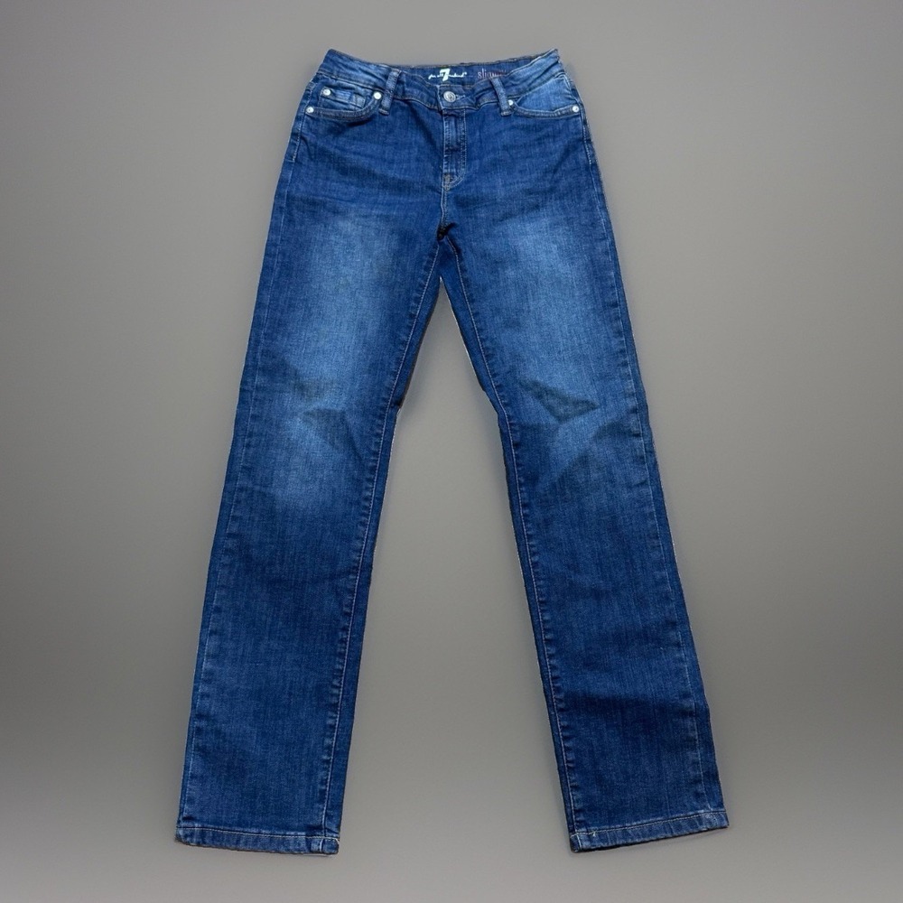 7 For All Mankind Slimmy Jeans Women's Size 14 Measures 26x28 Dark Wash Stretch